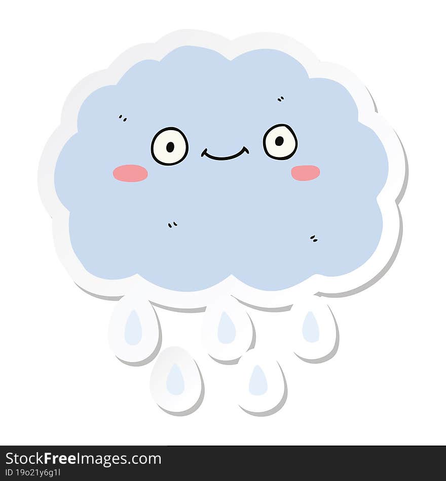 Sticker Of A Cute Cartoon Cloud