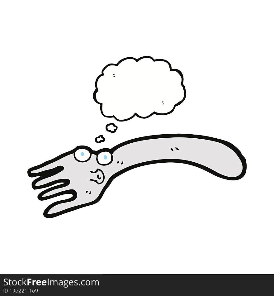 cartoon fork with thought bubble