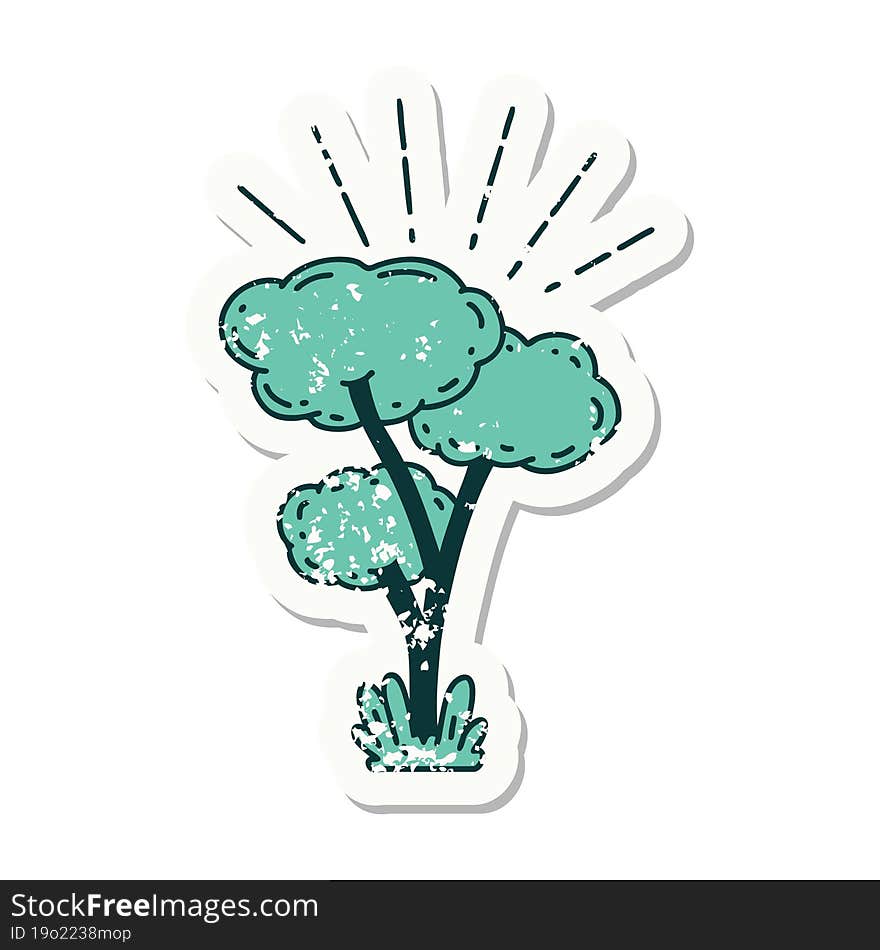 grunge sticker of tattoo style tree