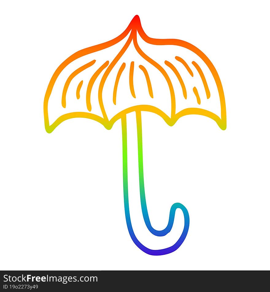 rainbow gradient line drawing cartoon open umbrella