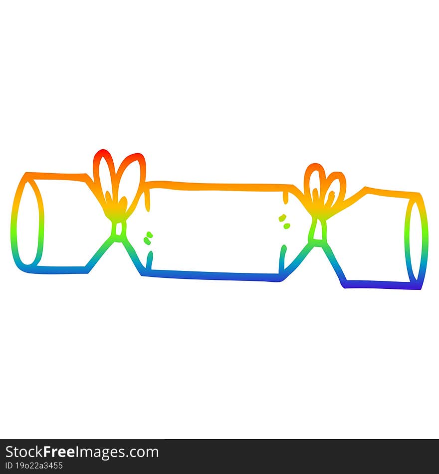 rainbow gradient line drawing of a cartoon cracker