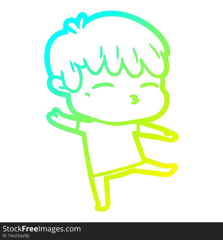 cold gradient line drawing cartoon curious boy