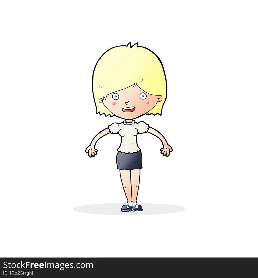 cartoon happy woman