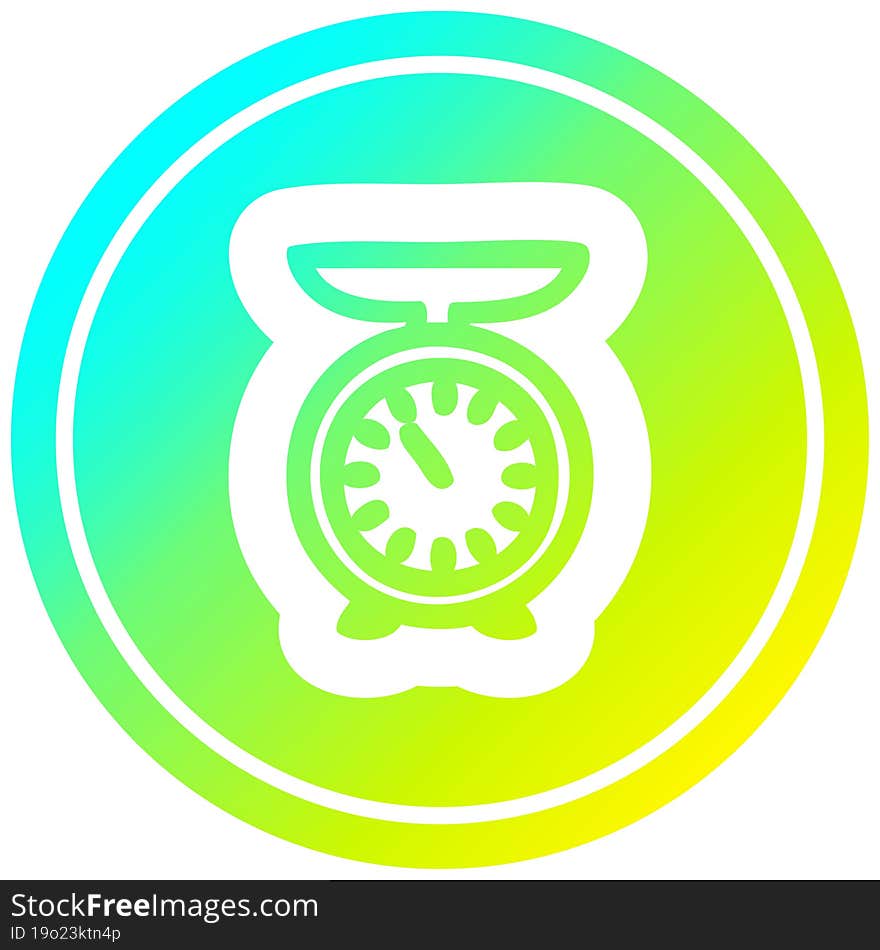 weighing scales circular in cold gradient spectrum