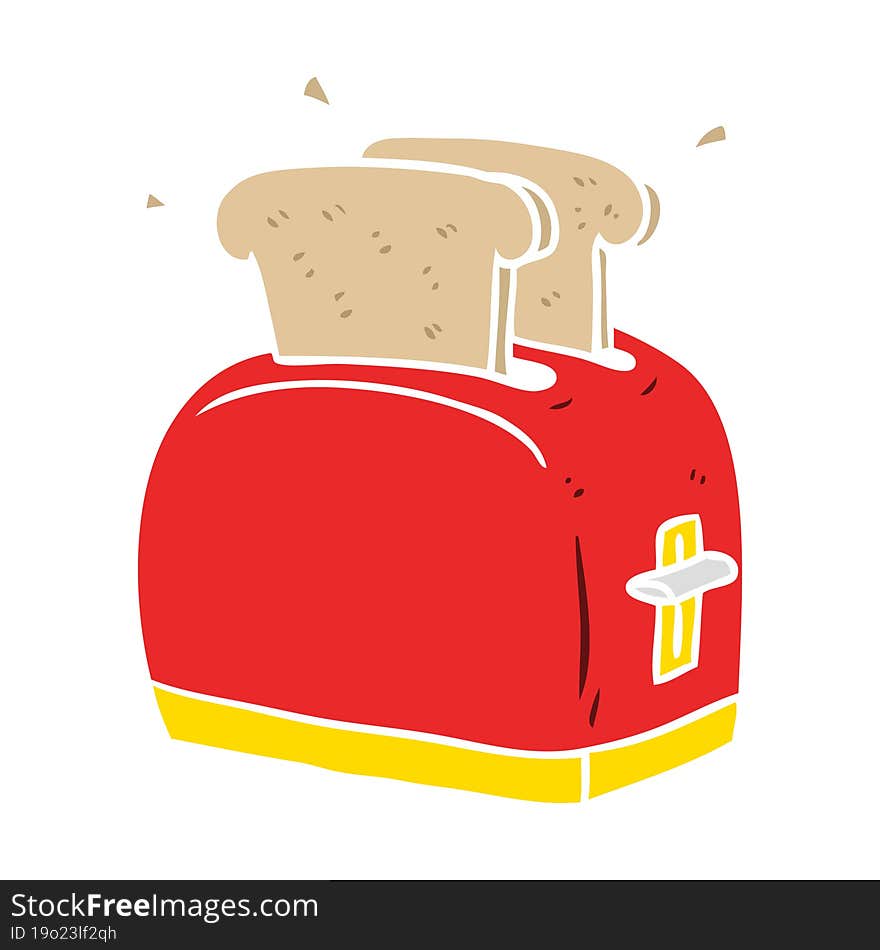 flat color style cartoon toaster toasting bread