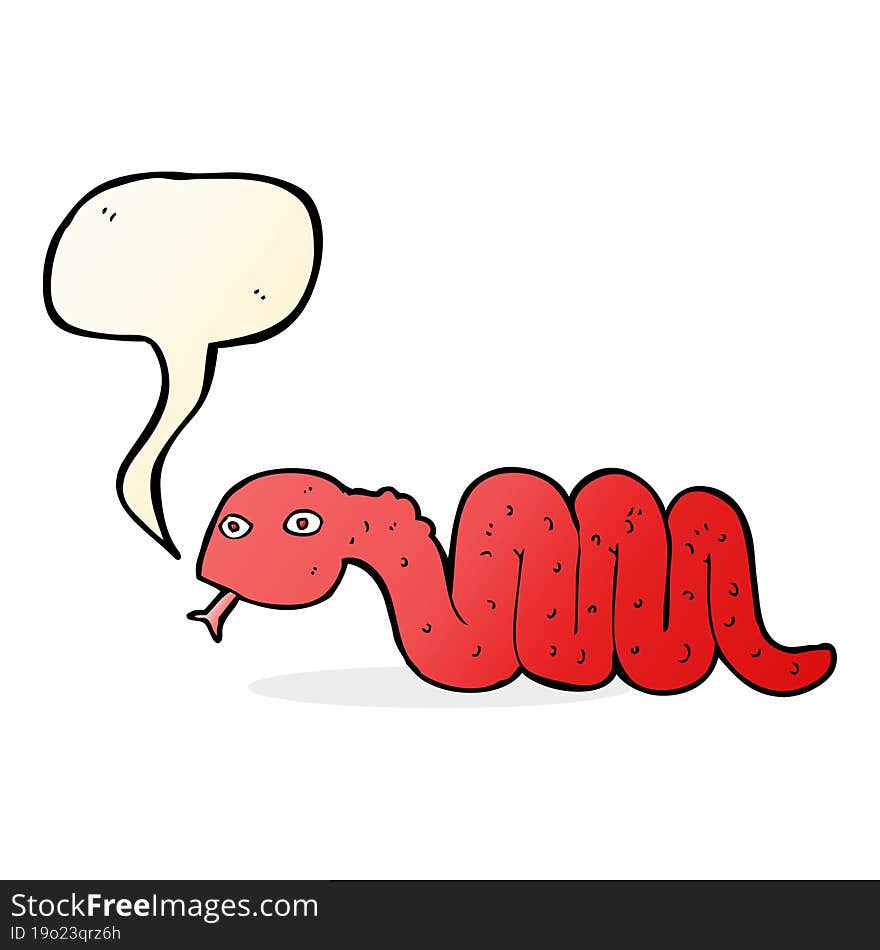 Funny Cartoon Snake With Speech Bubble