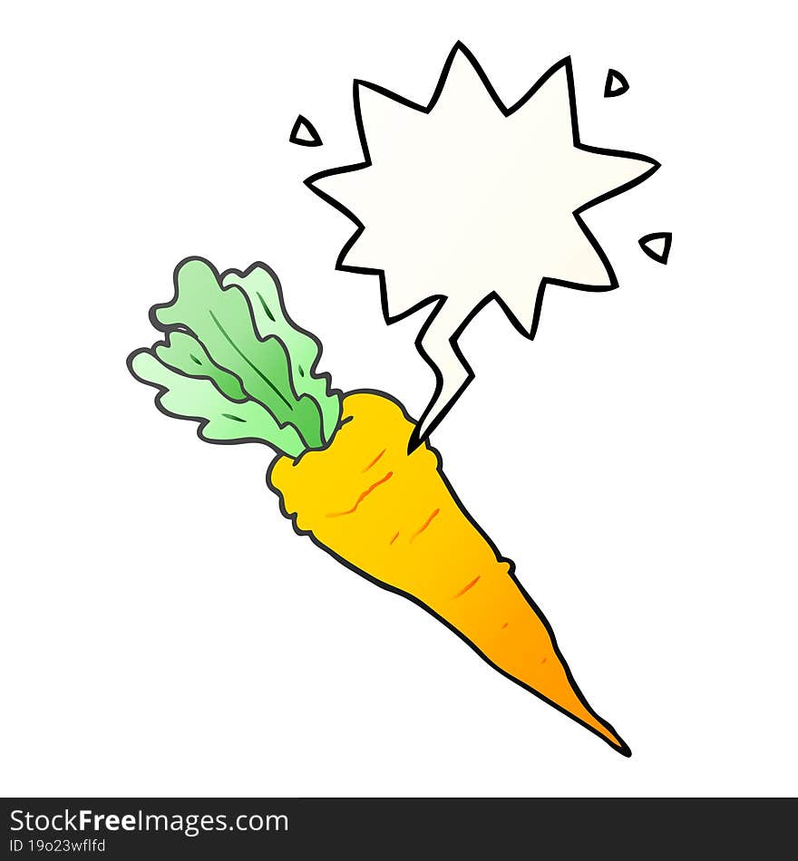 Cartoon Carrot And Speech Bubble In Smooth Gradient Style