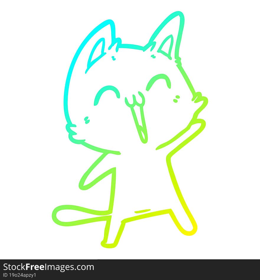 cold gradient line drawing happy cartoon cat