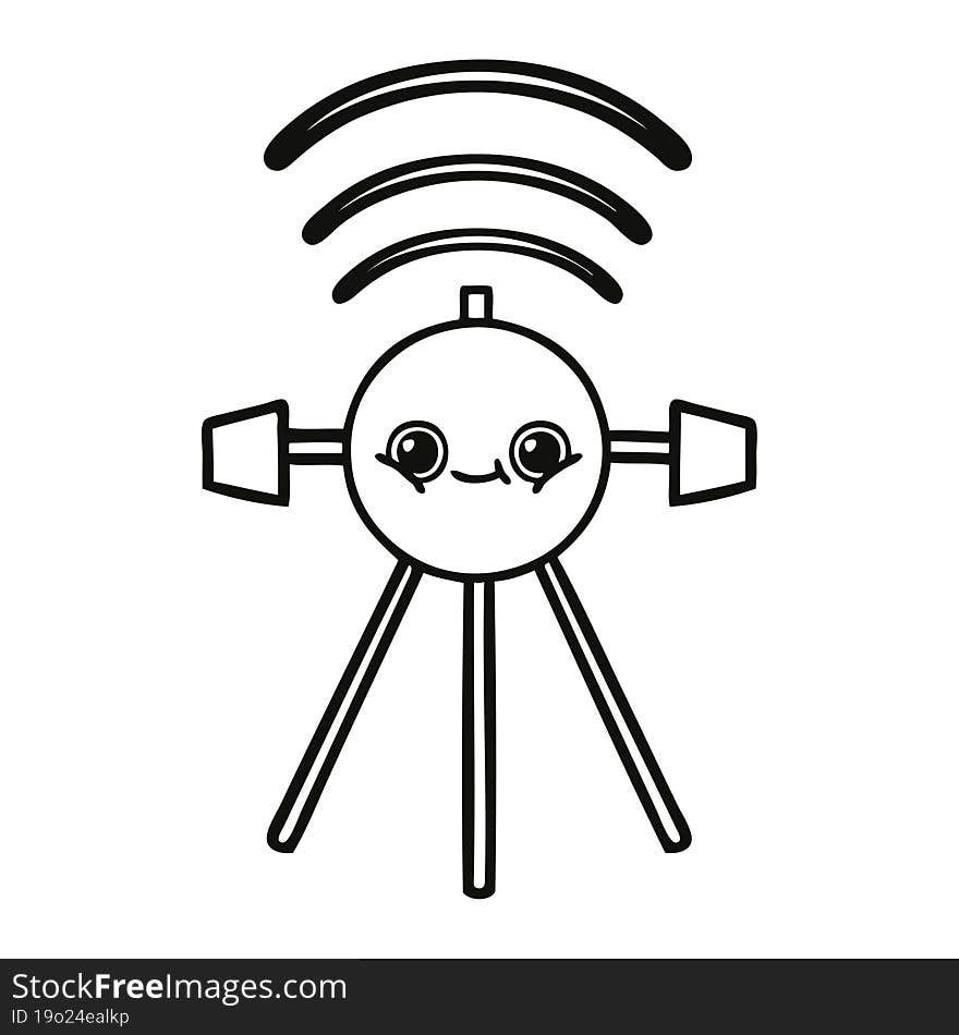 line drawing cartoon satellite