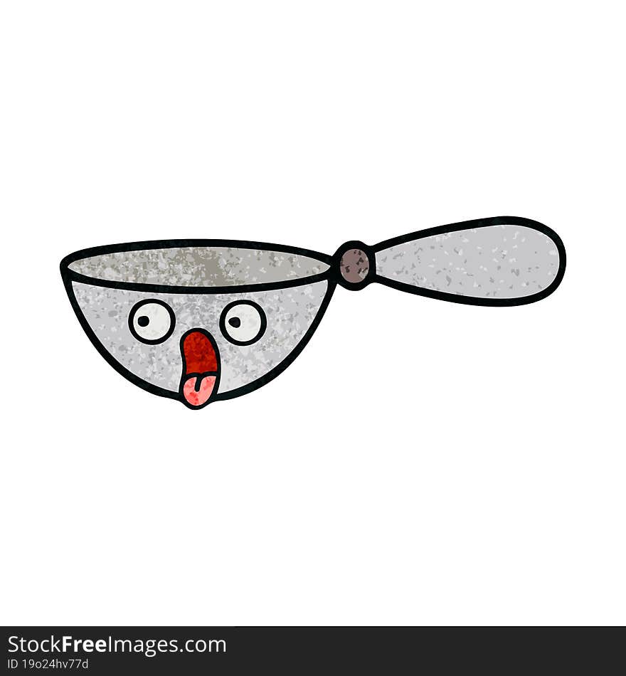 retro grunge texture cartoon of a measuring spoon