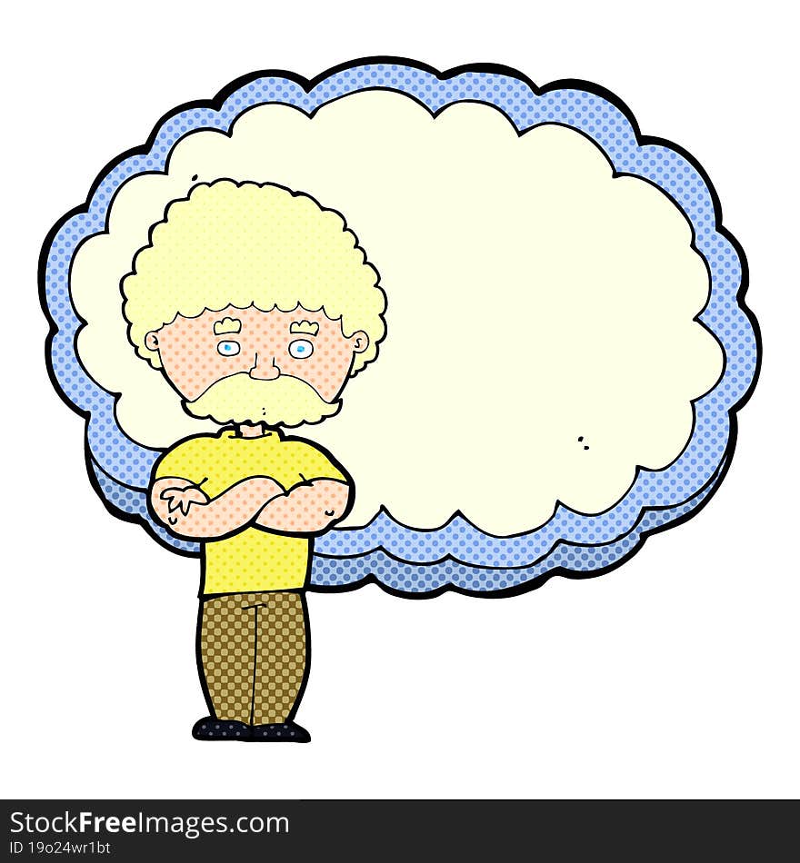 cartoon man with text space cloud