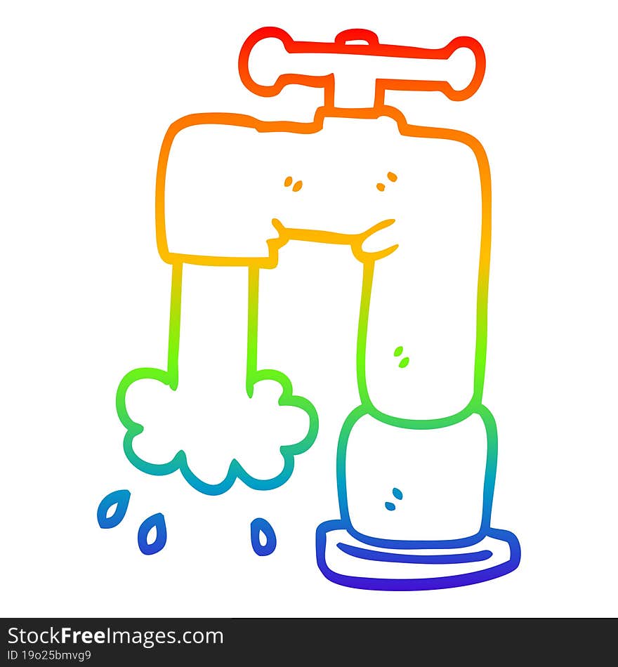 rainbow gradient line drawing cartoon pouring faucet