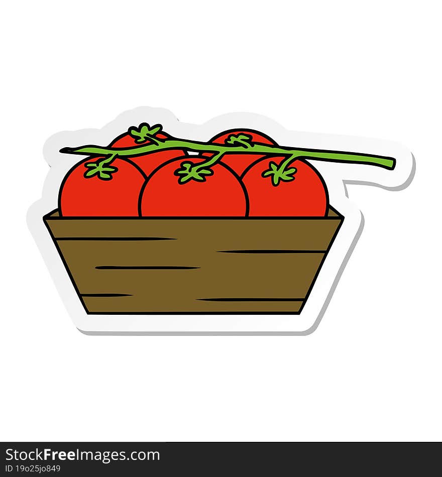 sticker cartoon doodle of a box of tomatoes