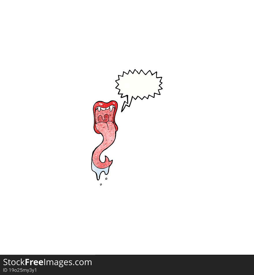 cartoon shouting mouth with sticking out tongue