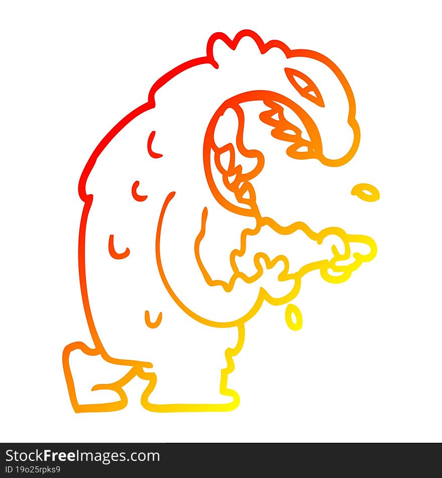 warm gradient line drawing cartoon halloween monster