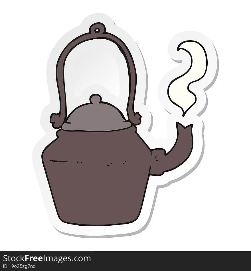 Sticker Of A Cartoon Old Black Kettle