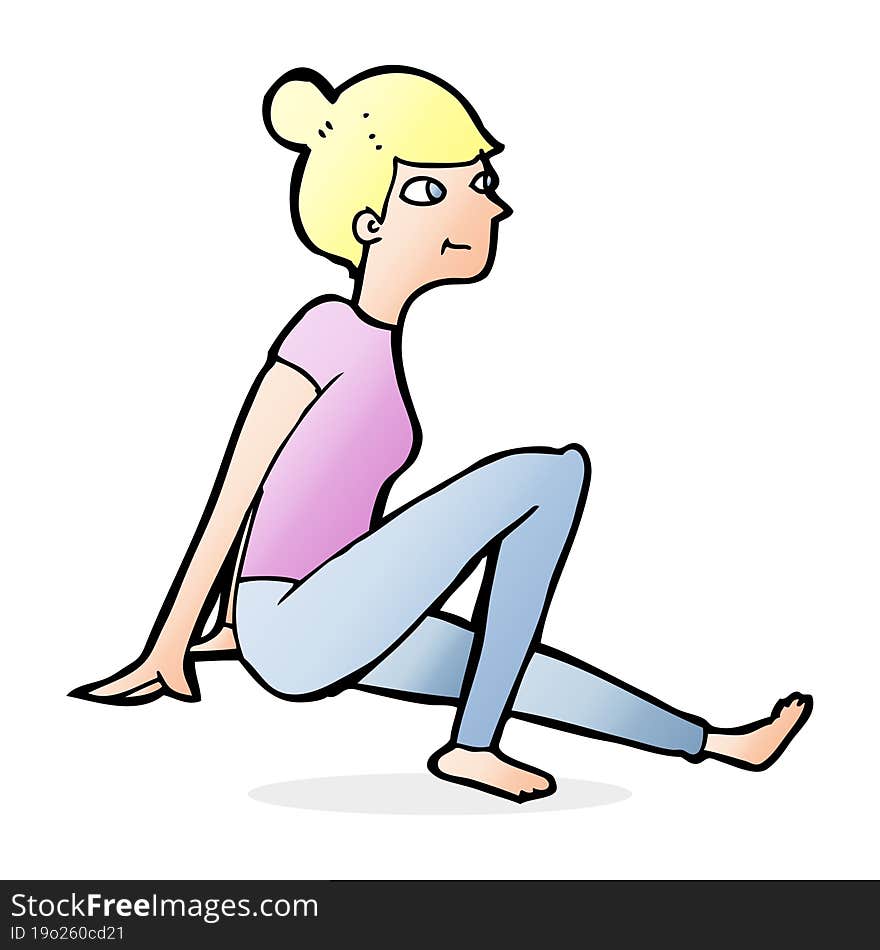 cartoon woman sitting