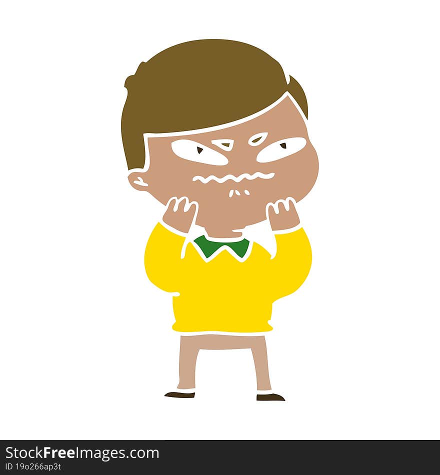 Flat Color Style Cartoon Angry Man