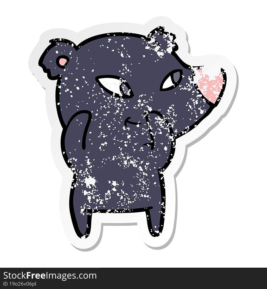 distressed sticker of a cute cartoon bear