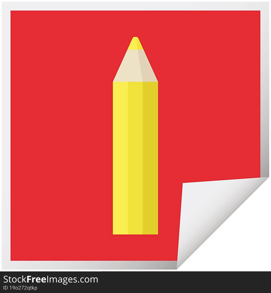 Yellow Coloring Pencil Graphic Square Sticker