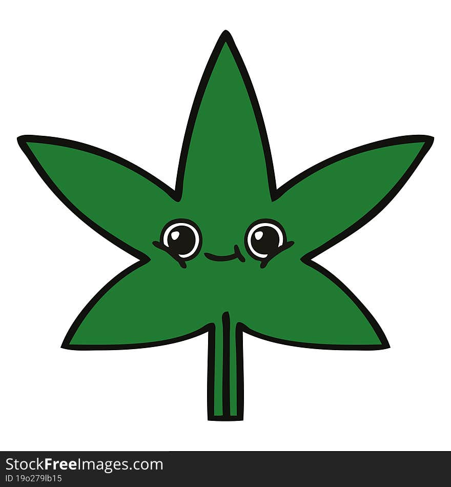 cute cartoon of a marijuana leaf. cute cartoon of a marijuana leaf