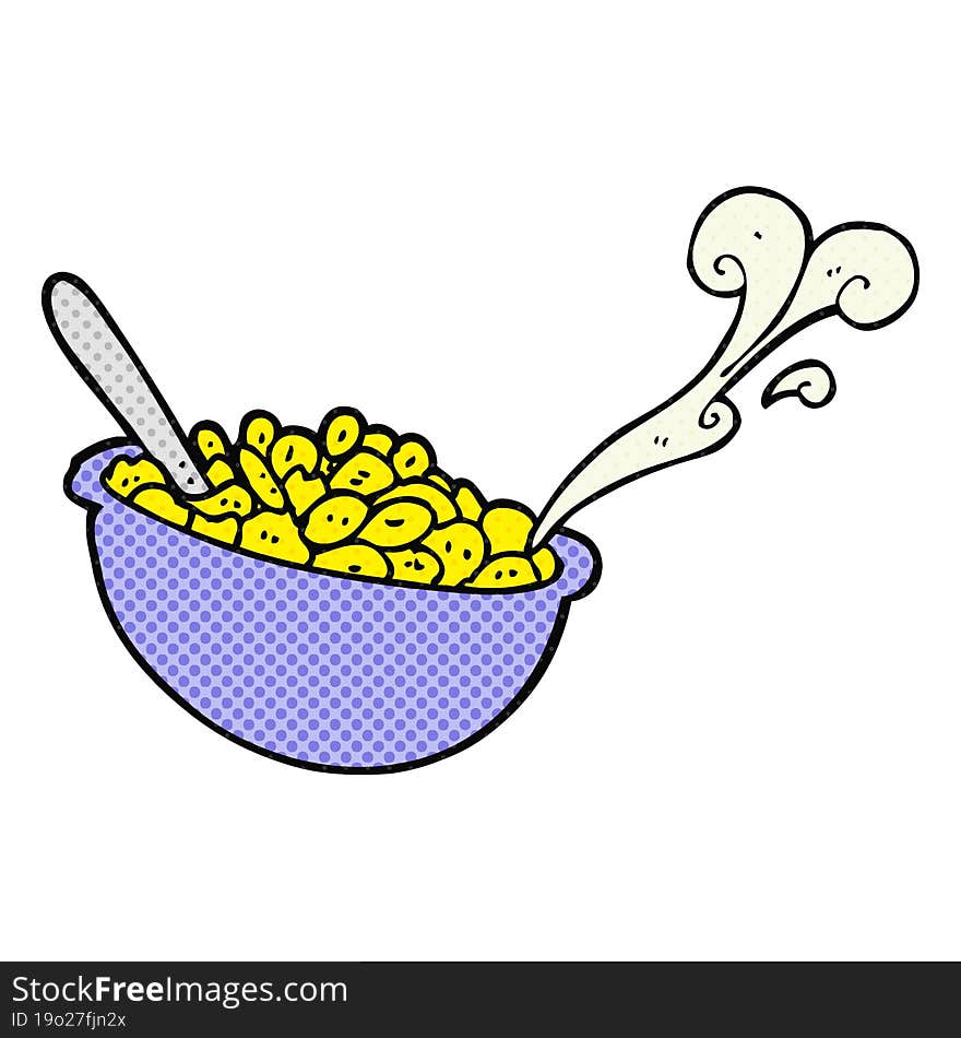 comic book style cartoon bowl of cereal