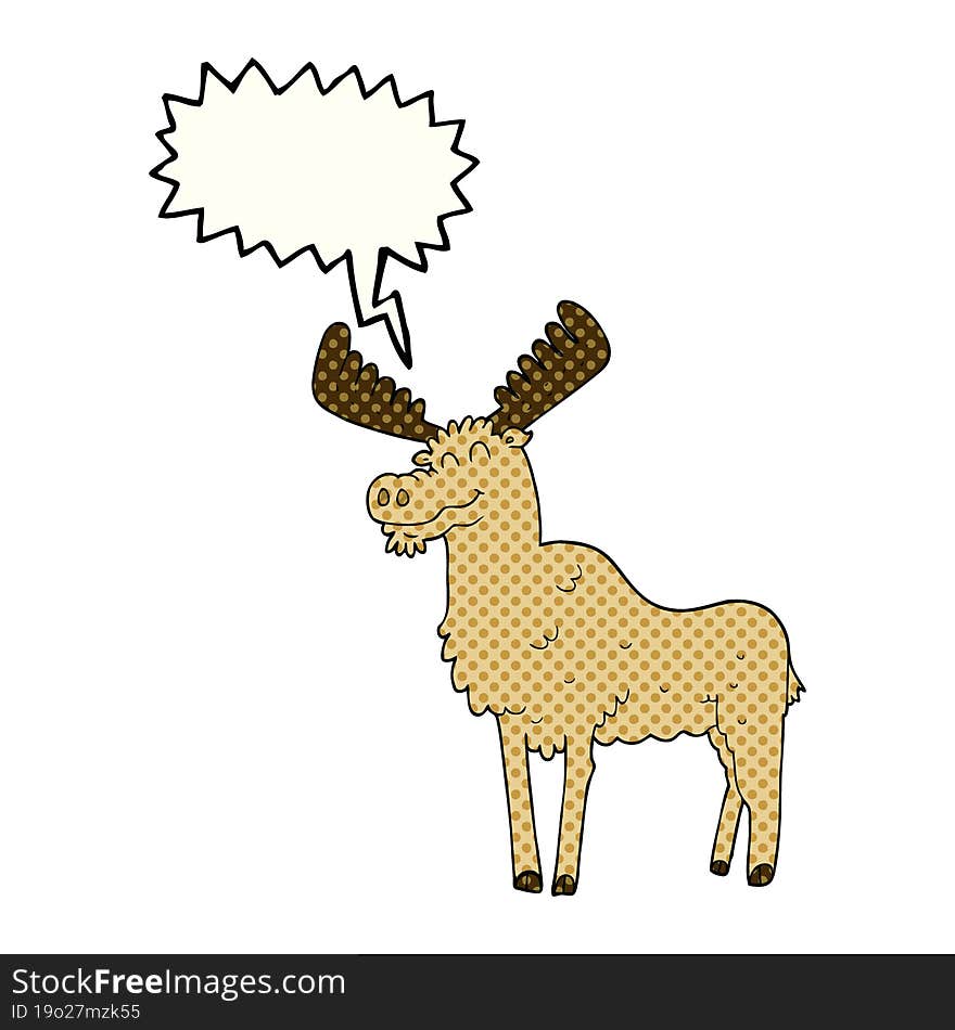 freehand drawn comic book speech bubble cartoon moose