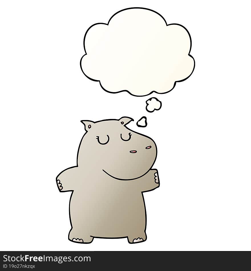 Cartoon Hippo And Thought Bubble In Smooth Gradient Style