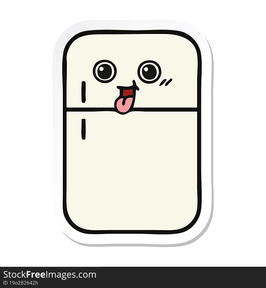 sticker of a cute cartoon fridge freezer