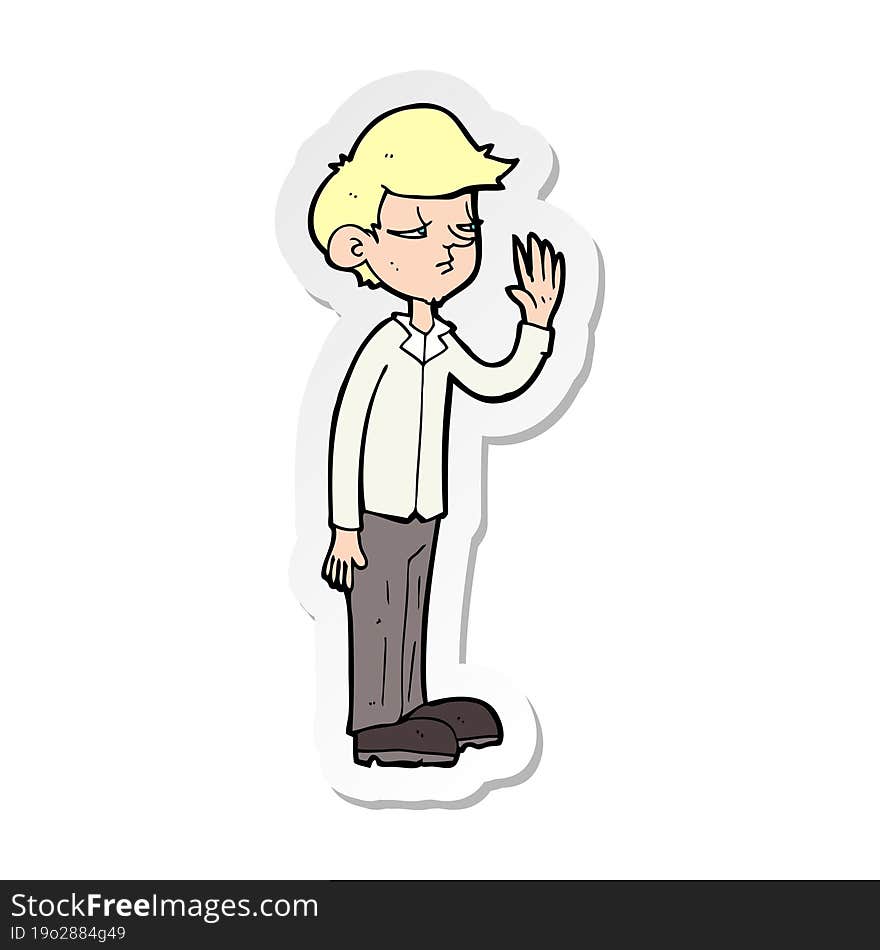 sticker of a cartoon arrogant boy