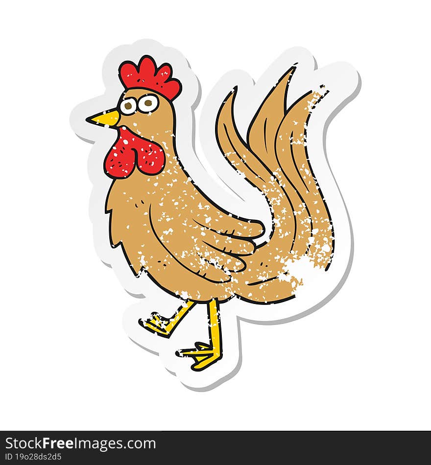 retro distressed sticker of a cartoon cock