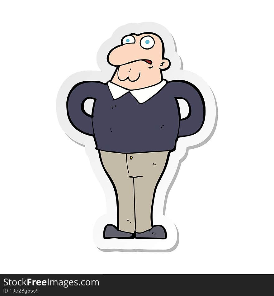 sticker of a cartoon worried man