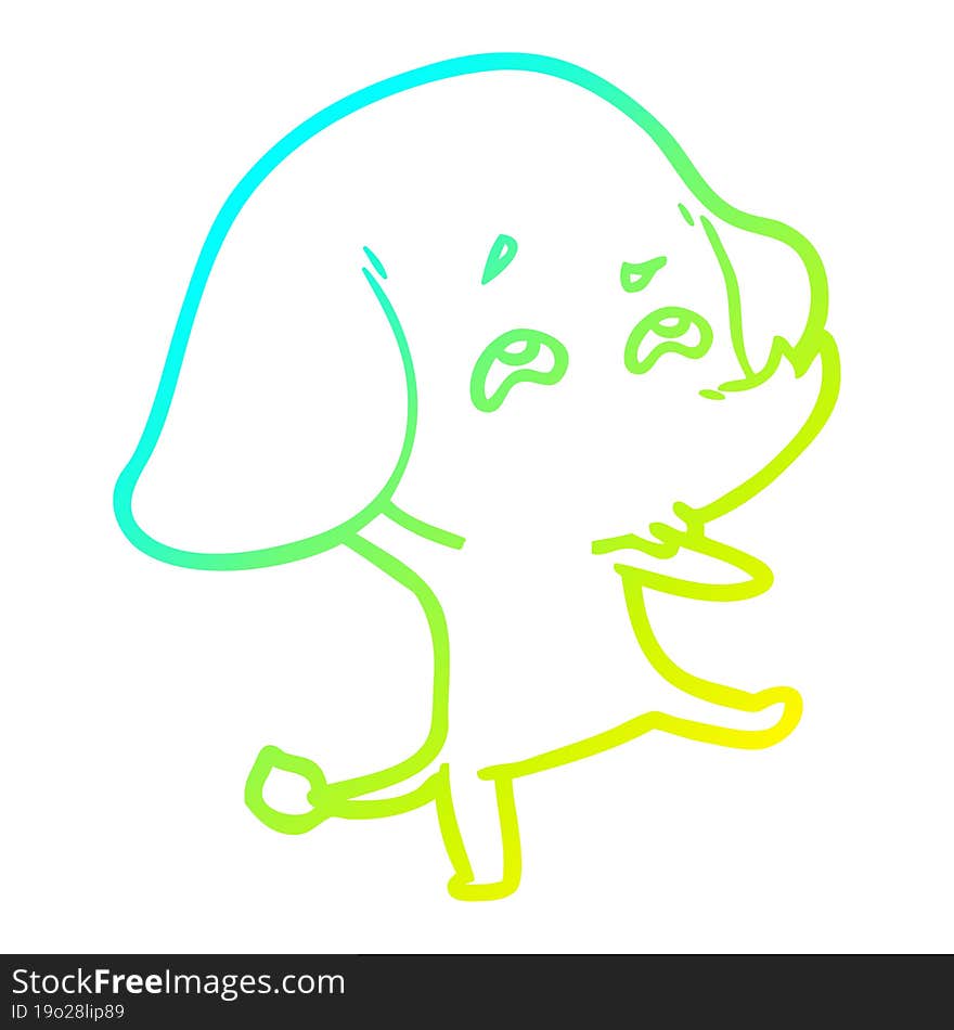 cold gradient line drawing cartoon elephant remembering