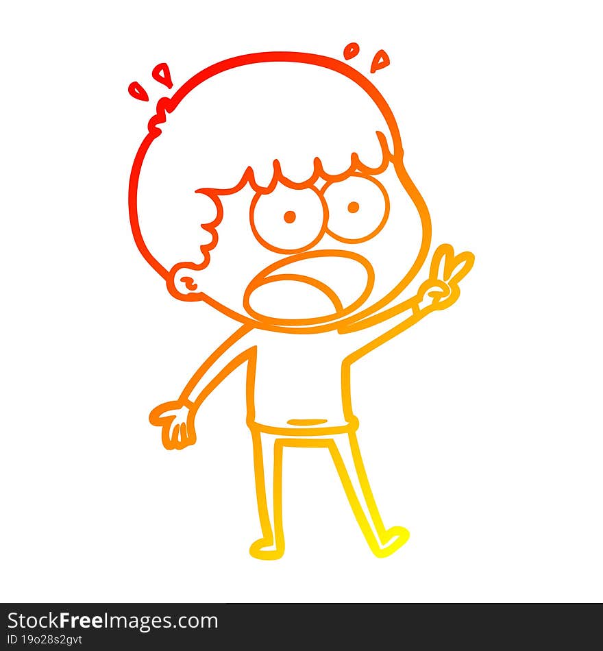 warm gradient line drawing cartoon shocked man