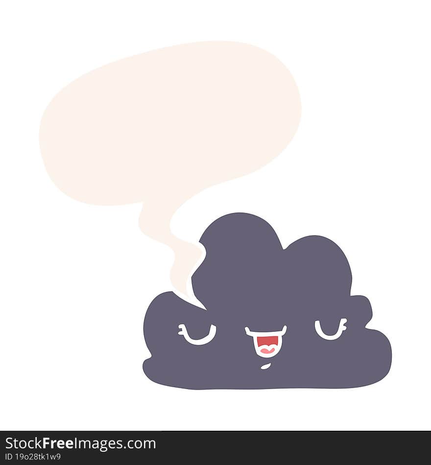 cute cartoon cloud and speech bubble in retro style