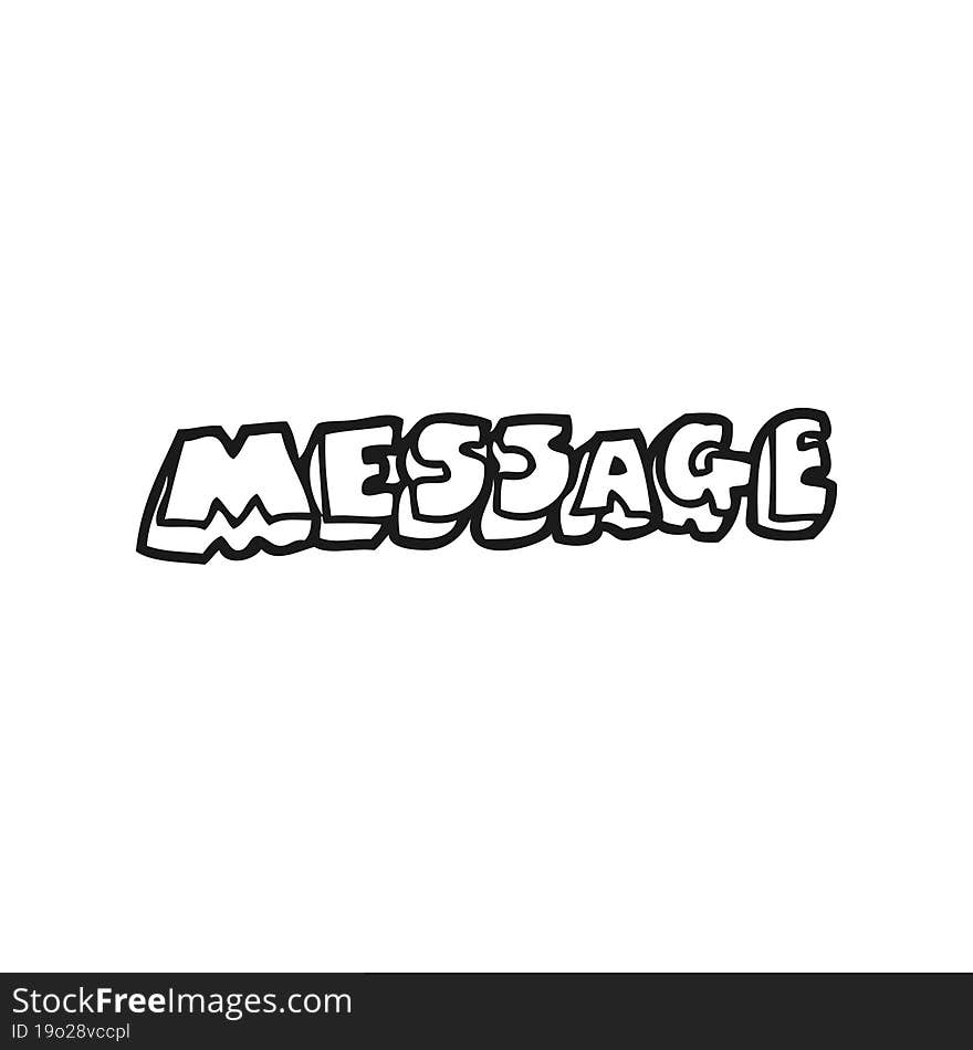 black and white cartoon message text