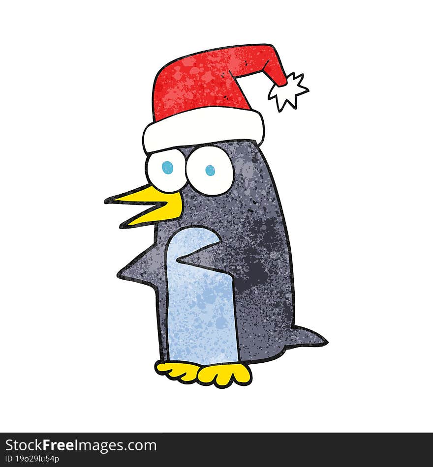 textured cartoon christmas penguin