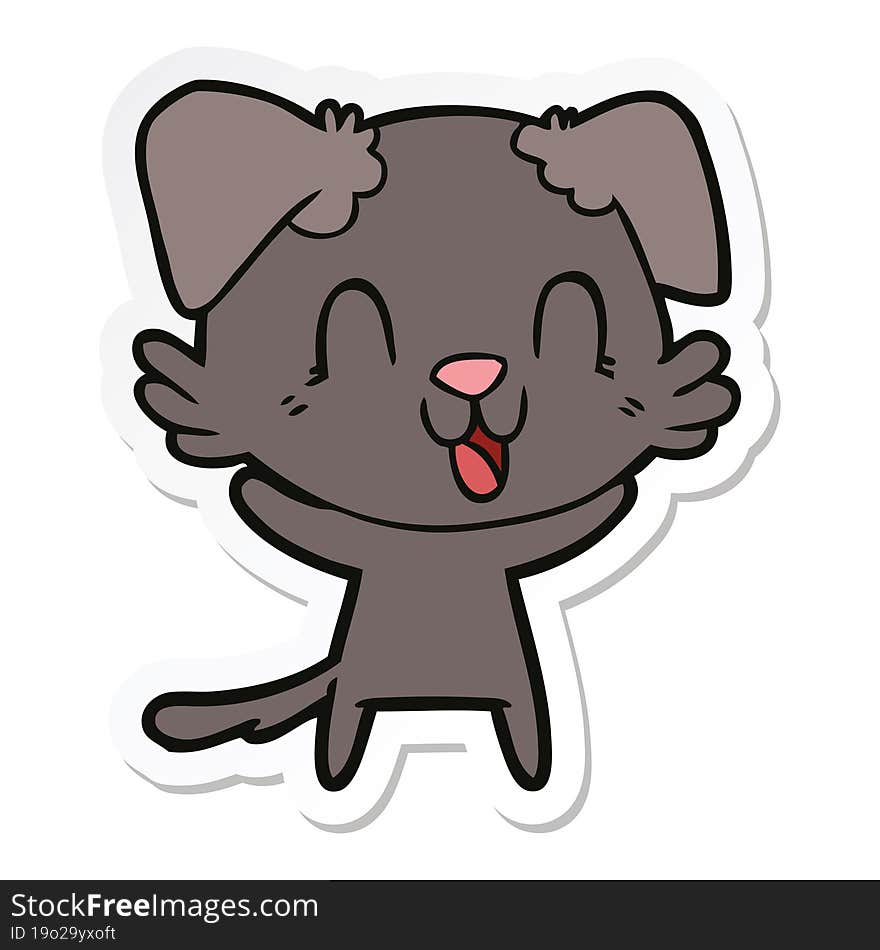 Sticker Of A Laughing Cartoon Dog