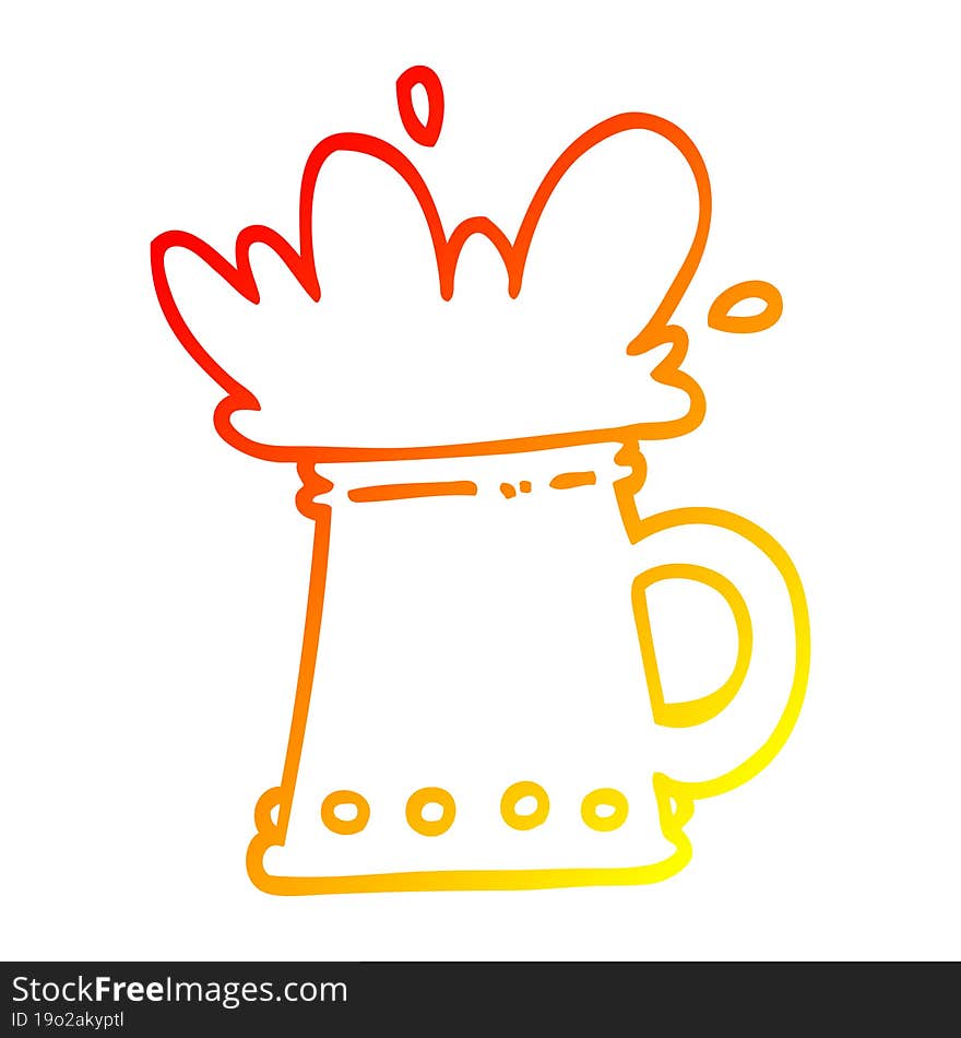 Warm Gradient Line Drawing Cartoon Beer Tankard