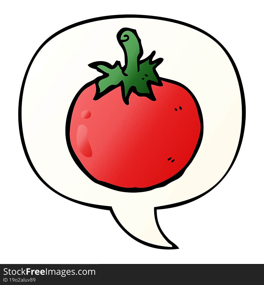 cartoon tomato and speech bubble in smooth gradient style