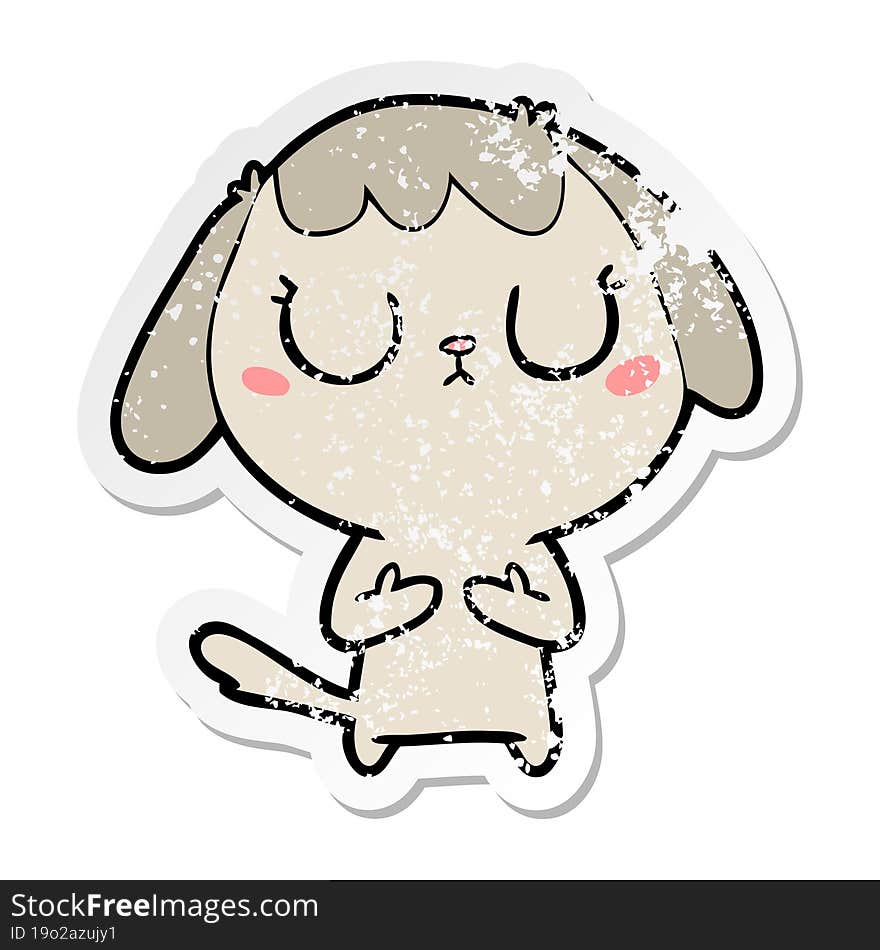 Distressed Sticker Of A Cute Cartoon Dog