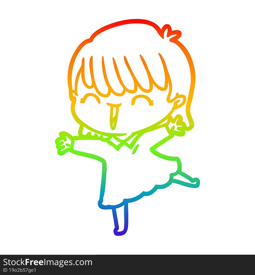 rainbow gradient line drawing of a cartoon woman