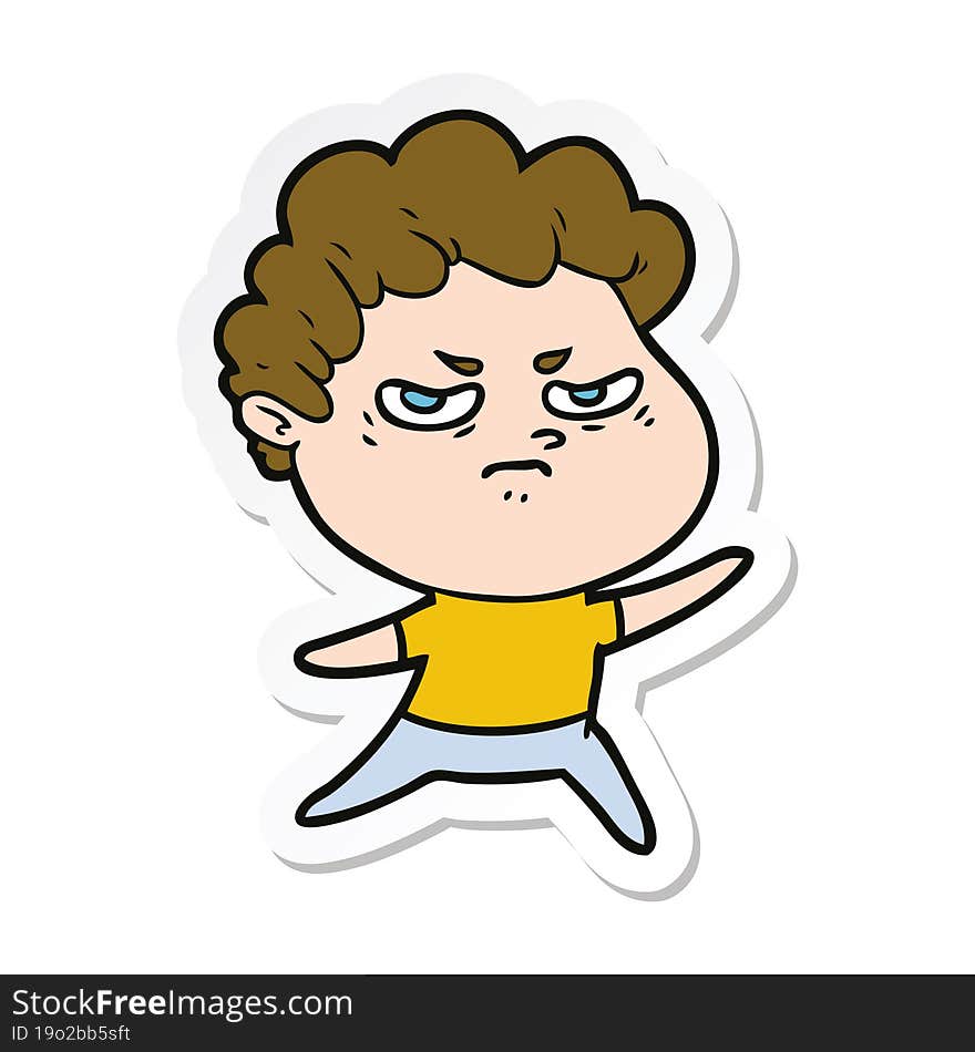 sticker of a cartoon angry man