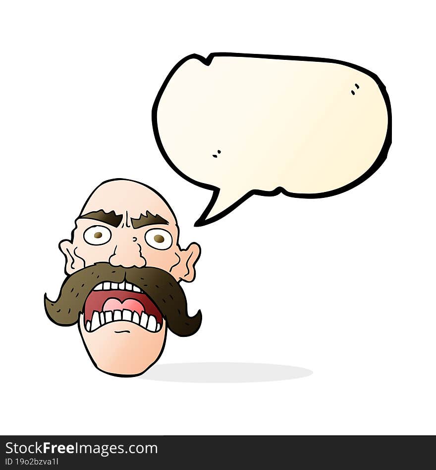 cartoon angry old man with speech bubble