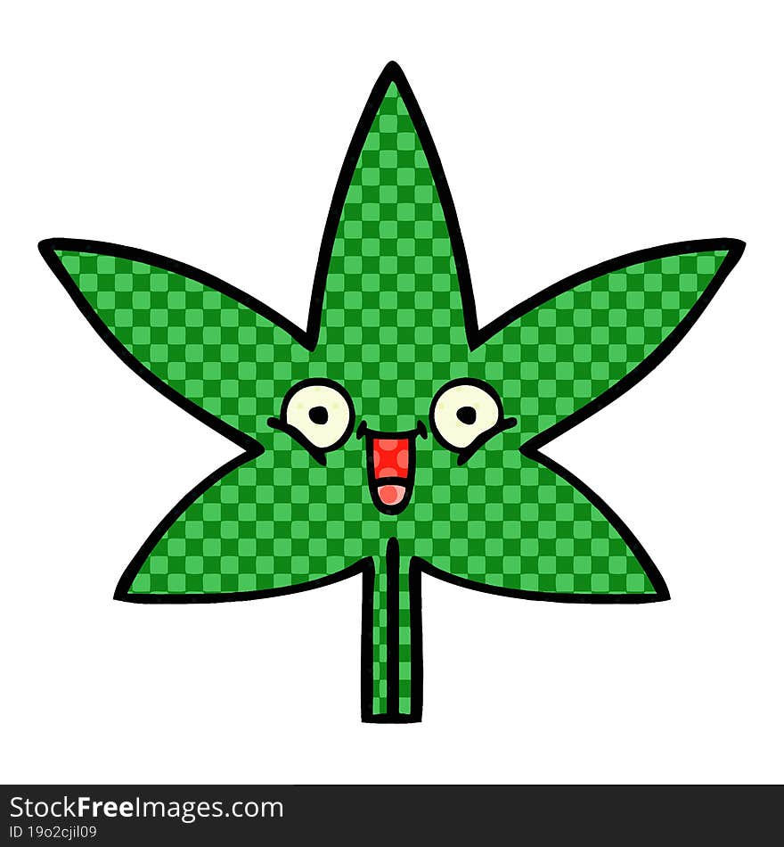 Comic Book Style Cartoon Marijuana Leaf