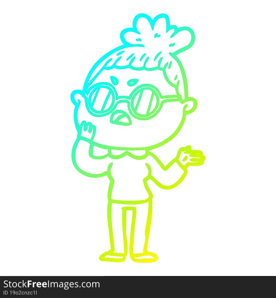 cold gradient line drawing cartoon annoyed woman