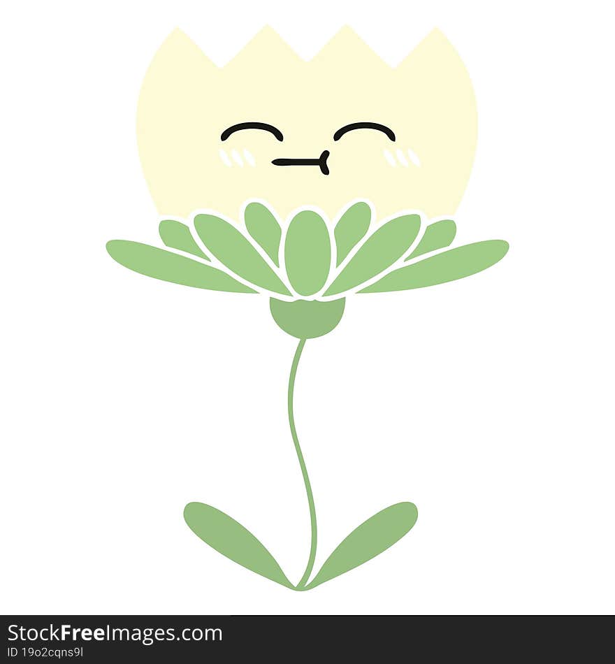 Flat Color Retro Cartoon Flower