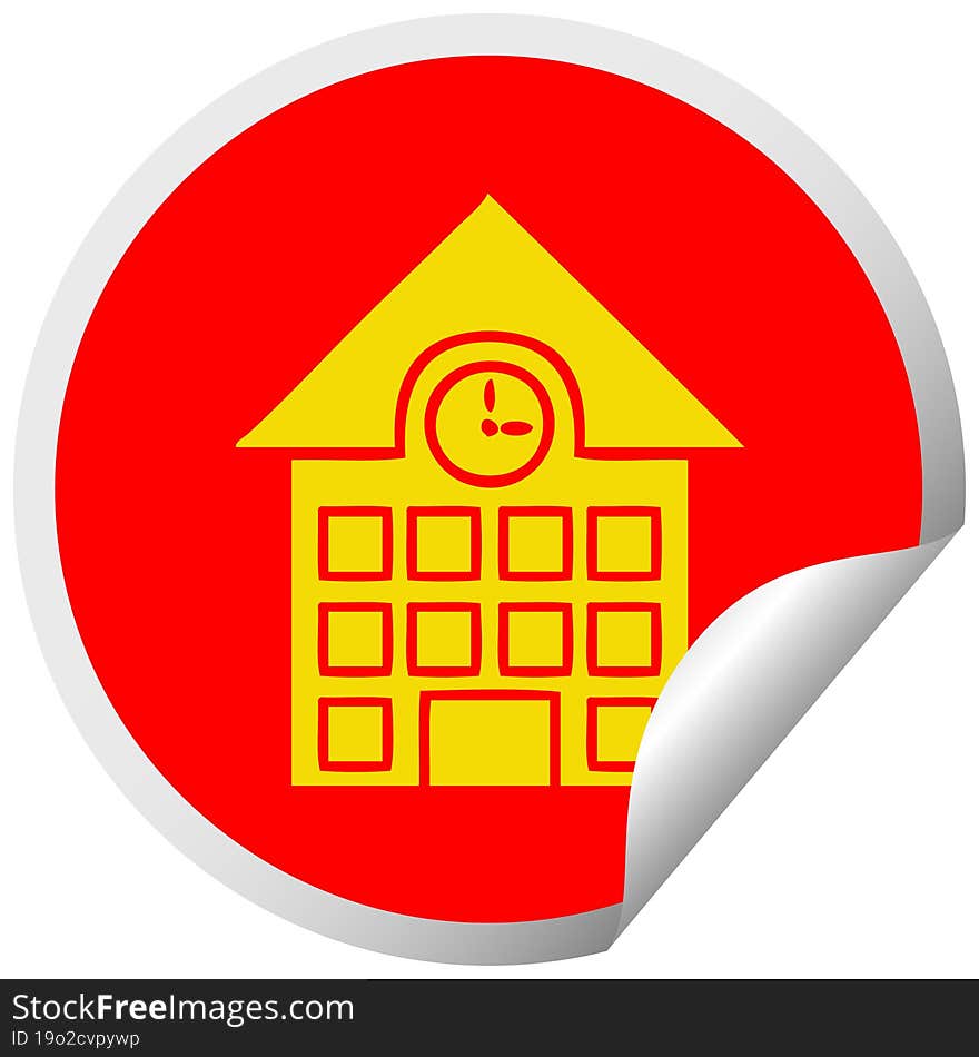 circular peeling sticker cartoon town house