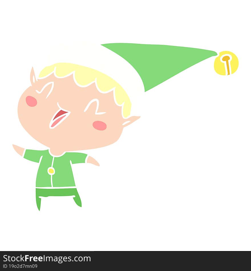 flat color style cartoon happy christmas elf