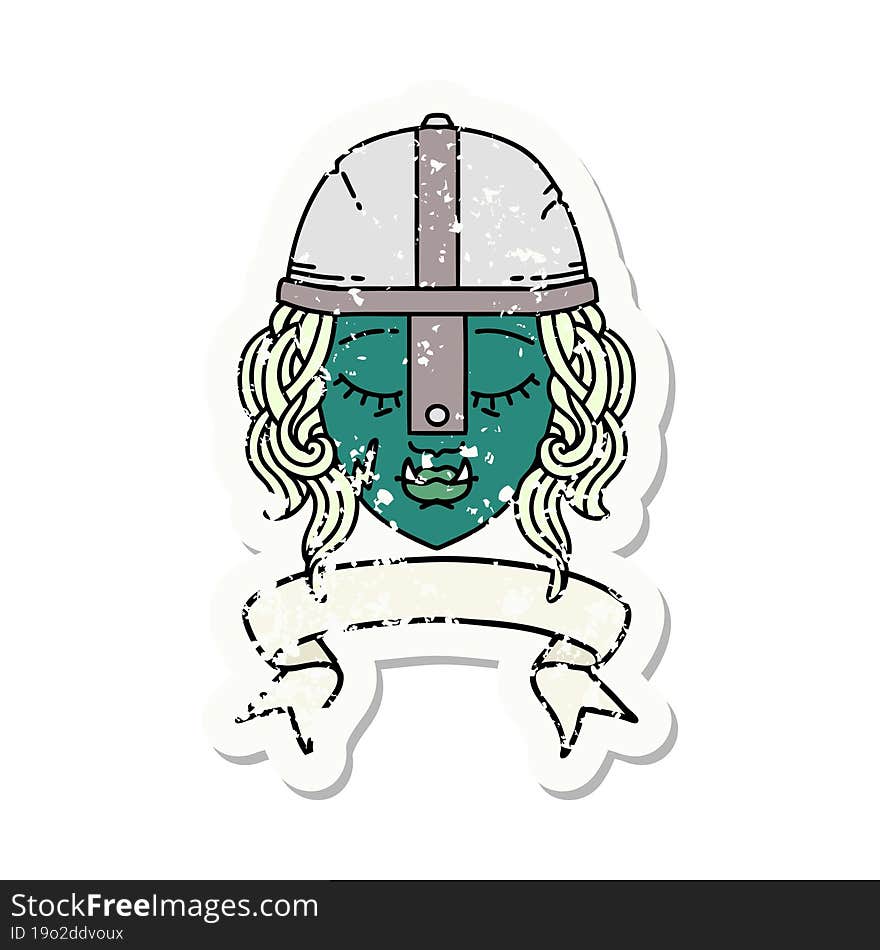 orc fighter character face with banner illustration